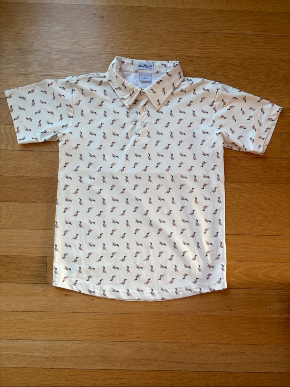 BlueQuail Polo Shirt with Quail Print, size 6, Boys